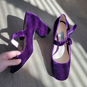PRADA nwt purple velvet marry Jane Square toe heels